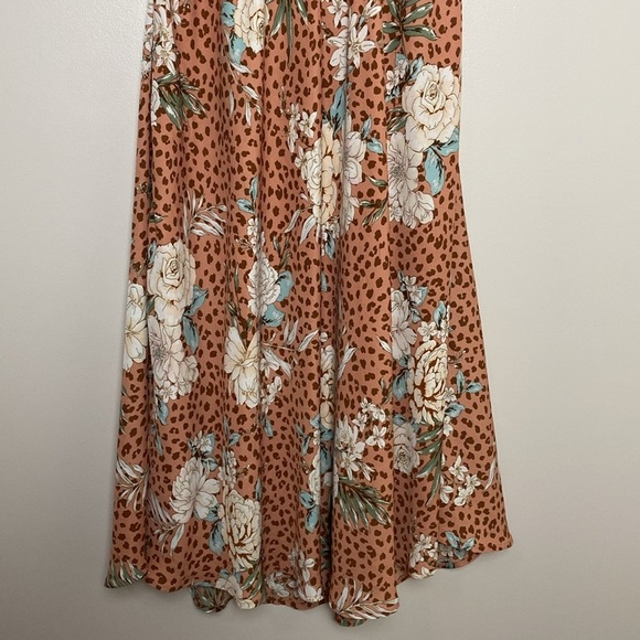VICI Floral Tie Front Cutout Midi Dress Rust Multi Color Size M - Picture 10 of 14
